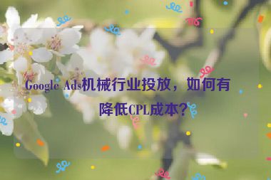 Google Ads機(jī)械行業(yè)投放，如何有效降低CPL成本？