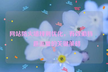 網(wǎng)站防火墻規(guī)則優(yōu)化，有效阻擋惡意流量的關(guān)鍵策略