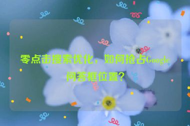 零點(diǎn)擊搜索優(yōu)化，如何搶占Google問(wèn)答框位置？