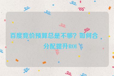 百度競(jìng)價(jià)預(yù)算總是不夠？如何合理分配提升ROI