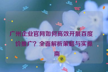 廣州企業(yè)官網(wǎng)如何高效開(kāi)展百度競(jìng)價(jià)推廣？全面解析策略與實(shí)操指南