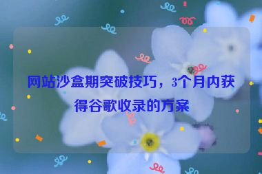 網(wǎng)站沙盒期突破技巧，3個(gè)月內(nèi)獲得谷歌收錄的方案