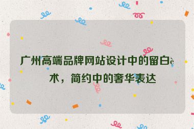 廣州高端品牌網(wǎng)站設(shè)計(jì)中的留白藝術(shù)，簡(jiǎn)約中的奢華表達(dá)