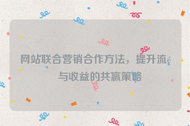 網(wǎng)站聯(lián)合營銷合作方法，提升流量與收益的共贏策略