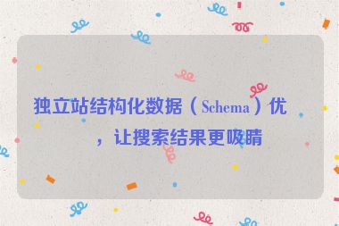 獨(dú)立站結(jié)構(gòu)化數(shù)據(jù)（Schema）優(yōu)化，讓搜索結(jié)果更吸睛