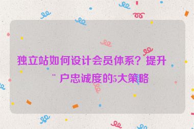 獨(dú)立站如何設(shè)計(jì)會(huì)員體系？提升用戶忠誠(chéng)度的5大策略