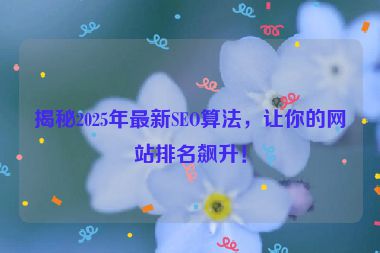 揭秘2025年最新SEO算法，讓你的網(wǎng)站排名飆升！