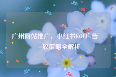 廣州網(wǎng)站推廣，小紅書KOL廣告投放策略全解析