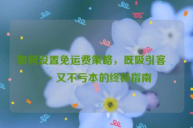 如何設(shè)置免運(yùn)費(fèi)策略，既吸引客戶又不虧本的終極指南