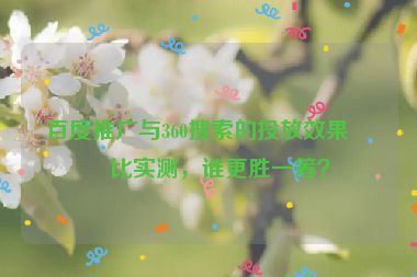百度推廣與360搜索的投放效果對比實測，誰更勝一籌？