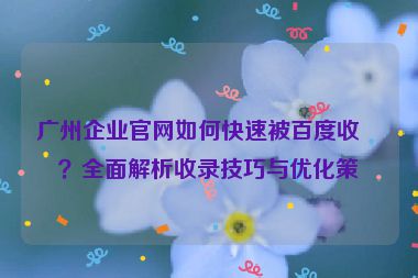 廣州企業(yè)官網(wǎng)如何快速被百度收錄？全面解析收錄技巧與優(yōu)化策略
