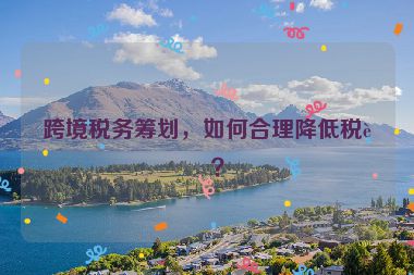 跨境稅務籌劃，如何合理降低稅負？