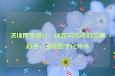 深圳網(wǎng)頁設(shè)計，創(chuàng)新與技術(shù)的完美融合，引領(lǐng)數(shù)字化未來