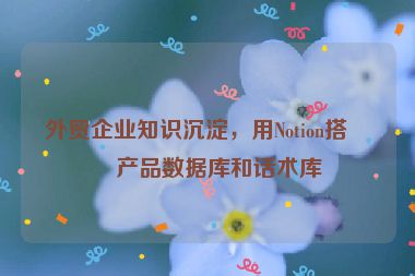外貿(mào)企業(yè)知識(shí)沉淀，用Notion搭建產(chǎn)品數(shù)據(jù)庫和話術(shù)庫