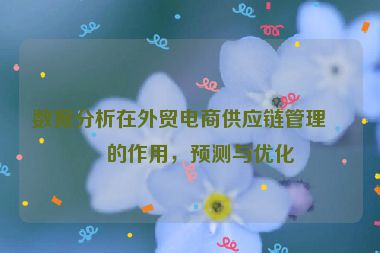 數(shù)據(jù)分析在外貿(mào)電商供應(yīng)鏈管理中的作用，預(yù)測與優(yōu)化