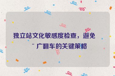 獨立站文化敏感度檢查，避免推廣翻車的關(guān)鍵策略