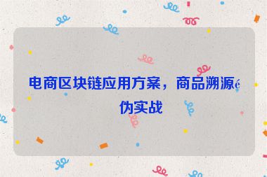 電商區(qū)塊鏈應(yīng)用方案，商品溯源防偽實戰(zhàn)