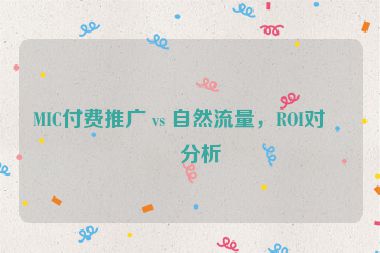 MIC付費推廣 vs 自然流量，ROI對比分析