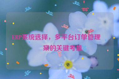 ERP系統(tǒng)選擇，多平臺(tái)訂單管理方案的關(guān)鍵考量