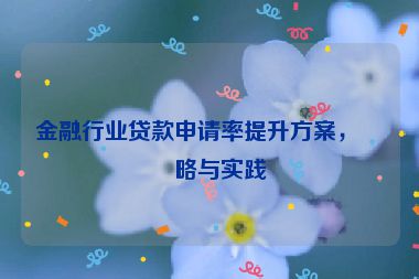 金融行業(yè)貸款申請率提升方案，策略與實踐