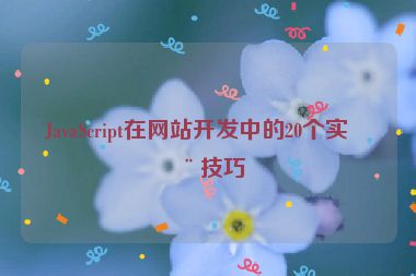 JavaScript在網(wǎng)站開發(fā)中的20個實用技巧