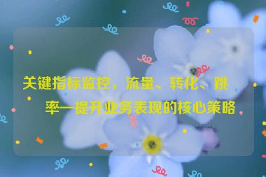關(guān)鍵指標(biāo)監(jiān)控，流量、轉(zhuǎn)化、跳出率—提升業(yè)務(wù)表現(xiàn)的核心策略