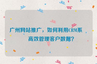 廣州網(wǎng)站推廣，如何利用CRM系統(tǒng)高效管理客戶數(shù)據(jù)？