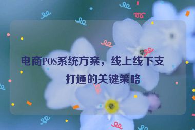 電商POS系統(tǒng)方案，線上線下支付打通的關(guān)鍵策略