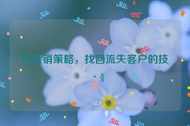 再營(yíng)銷策略，找回流失客戶的技巧