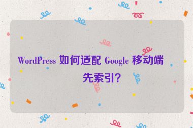 WordPress 如何適配 Google 移動(dòng)端優(yōu)先索引？