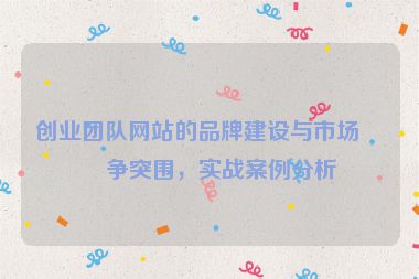 創(chuàng)業(yè)團隊網(wǎng)站的品牌建設(shè)與市場競爭突圍，實戰(zhàn)案例分析