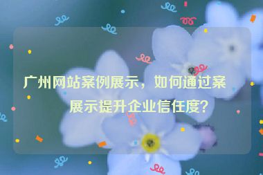 廣州網(wǎng)站案例展示，如何通過(guò)案例展示提升企業(yè)信任度？