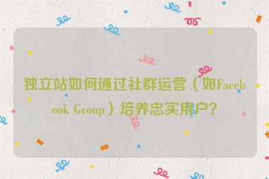 獨(dú)立站如何通過社群運(yùn)營（如Facebook Group）培養(yǎng)忠實(shí)用戶？