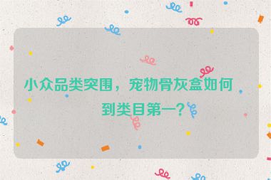 小眾品類突圍，寵物骨灰盒如何做到類目第一？
