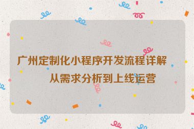 廣州定制化小程序開發(fā)流程詳解，從需求分析到上線運營