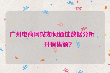 廣州電商網(wǎng)站如何通過數(shù)據(jù)分析提升銷售額？