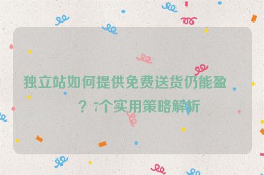 獨立站如何提供免費送貨仍能盈利？7個實用策略解析