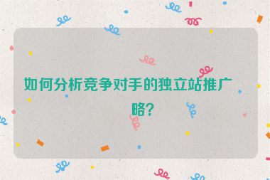 如何分析競(jìng)爭(zhēng)對(duì)手的獨(dú)立站推廣策略？