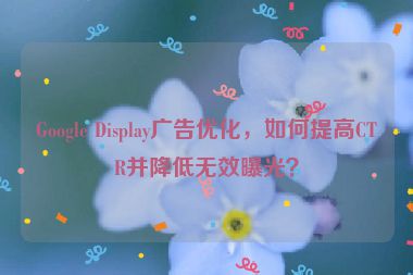 Google Display廣告優(yōu)化，如何提高CTR并降低無效曝光？