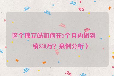 這個獨立站如何在3個月內(nèi)做到月銷$50萬？案例分析）
