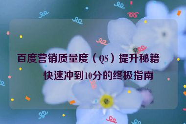 百度營銷質(zhì)量度（QS）提升秘籍，快速沖到10分的終極指南