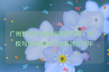 廣州教育機構(gòu)網(wǎng)站建設(shè)方案，為學(xué)校與培訓(xùn)機構(gòu)打造高效在線平臺