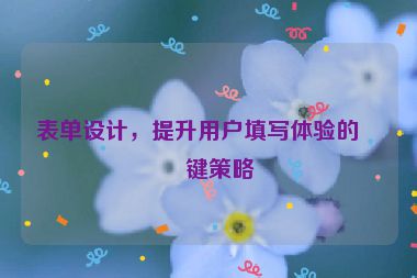 表單設(shè)計(jì)，提升用戶填寫體驗(yàn)的關(guān)鍵策略