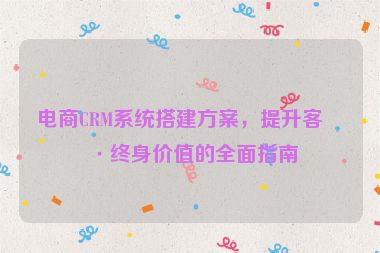 電商CRM系統(tǒng)搭建方案，提升客戶終身價值的全面指南
