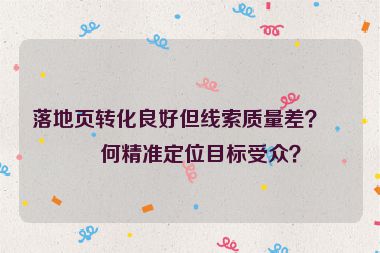 落地頁轉(zhuǎn)化良好但線索質(zhì)量差？如何精準(zhǔn)定位目標(biāo)受眾？
