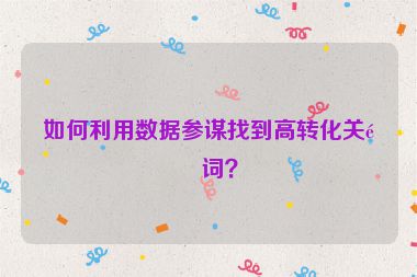 如何利用數(shù)據(jù)參謀找到高轉(zhuǎn)化關(guān)鍵詞？
