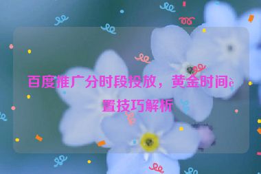 百度推廣分時段投放，黃金時間設置技巧解析