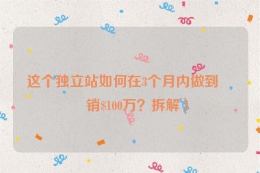 這個獨立站如何在3個月內(nèi)做到月銷$100萬？拆解）