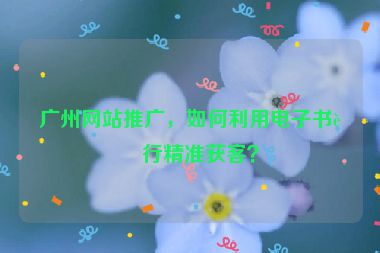 廣州網(wǎng)站推廣，如何利用電子書(shū)進(jìn)行精準(zhǔn)獲客？