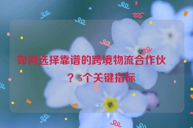 如何選擇靠譜的跨境物流合作伙伴？5個關(guān)鍵指標